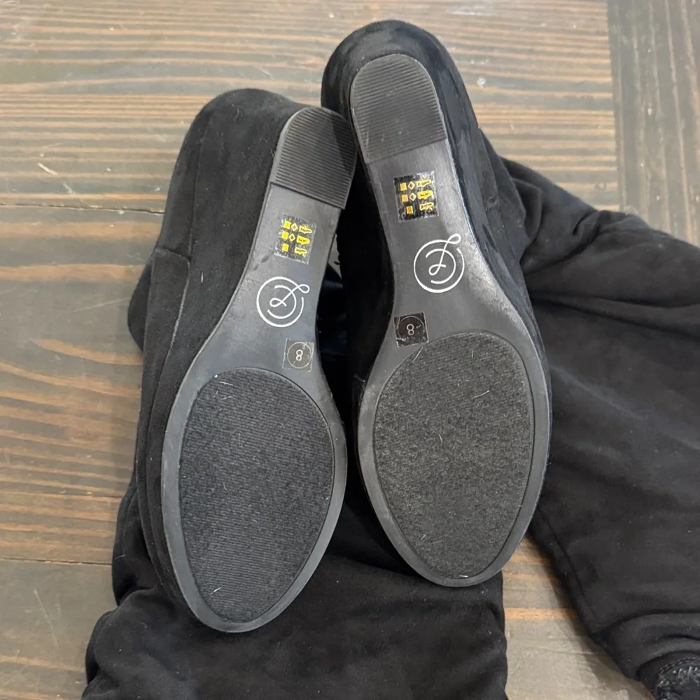 Chinese Laundry Black Over-the-Knee Wedge Boots - Women - Picture 5 of 7